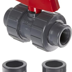NDS BTU-0750-V Válvula de bola con solvente de PVC y roscada con juntas tóricas Viton, gris,1 /2 pulgadas 3629-005